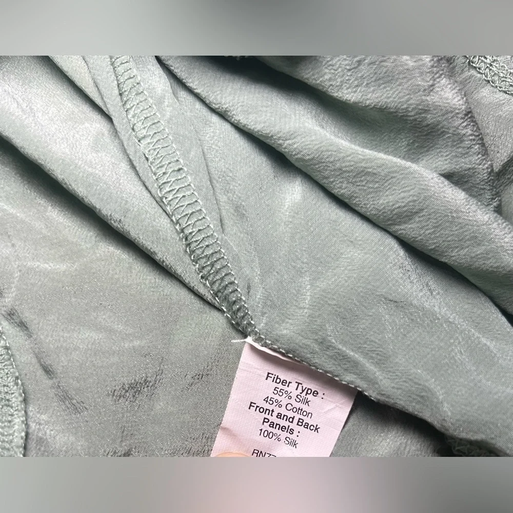J.Crew Women Silk Sage Green V-Neck Pleat Shift Dress,Size XS,Great Condition